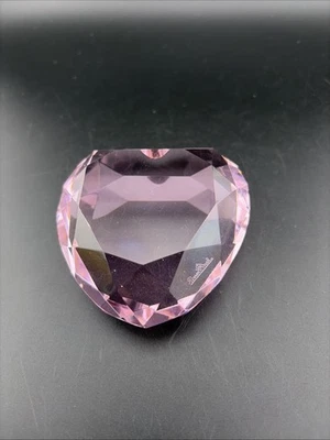 Rosenthal Pink Crystal Gem Heart Shaped Paper Weight Faceted Cut 3” - Image 1 of 4