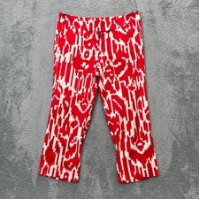 Ann Taylor Pants Womens 8 Red Signature Capri Ikat Cotton Stretch Straight Leg