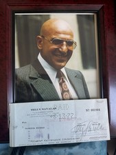Telly Salvas Autograph Signed Check With Frame