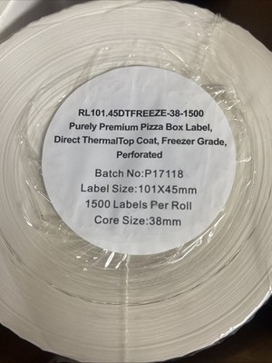 10 x Rein Premium Pizzakarton Etiketten 101 x 45 mm, 1500 Etiketten pro Rolle