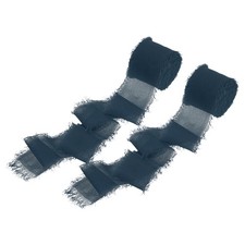 2 Roll 1.5" x 5.5 Yd Cotton Ribbon Handmade Frayed Fringe Ribbon Dark Blue