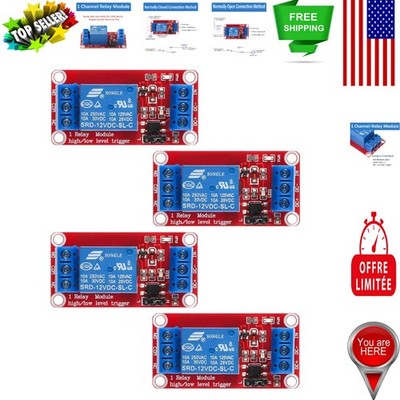 Compact 4pc 12V Relay Module with Fault-Tolerant Design & Optocoupler Isolation