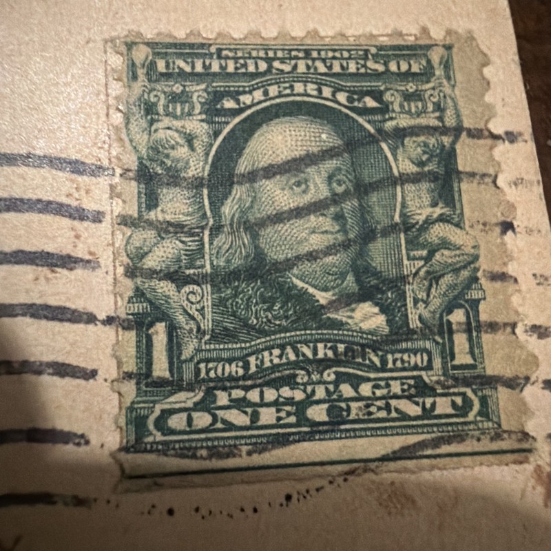 Rare Benjamin Franklin 1902 One Cent Stamp Green