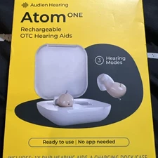 Audien Hearing Atom One – Rechargeable OTC Hearing Aids | Brand New, Sealed!