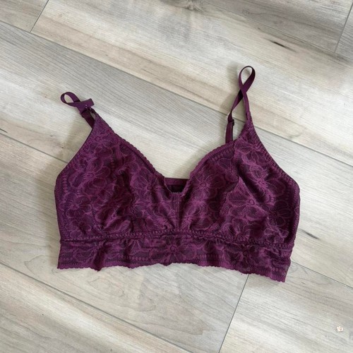 Victoria's Secret PINK purple lace bralette with floral pattern, size L