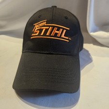 Team Stihl Hat Black/Orange Embroidery, Adjustable SnapBack Cap, Pre-owned PICS