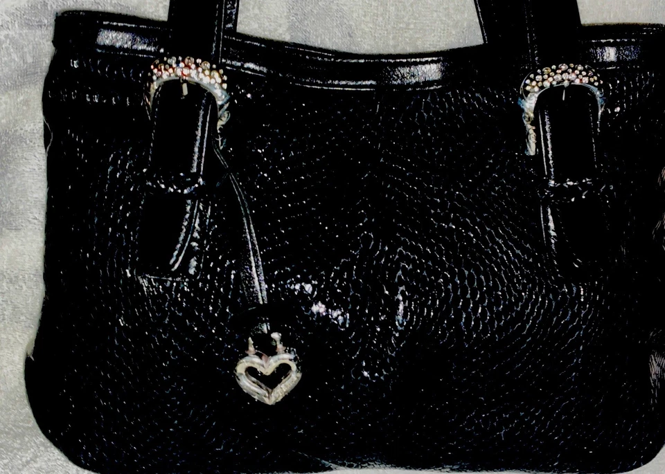 Brighton Blondie Black Leather Snakeskin Satchel - Image 3 of 4