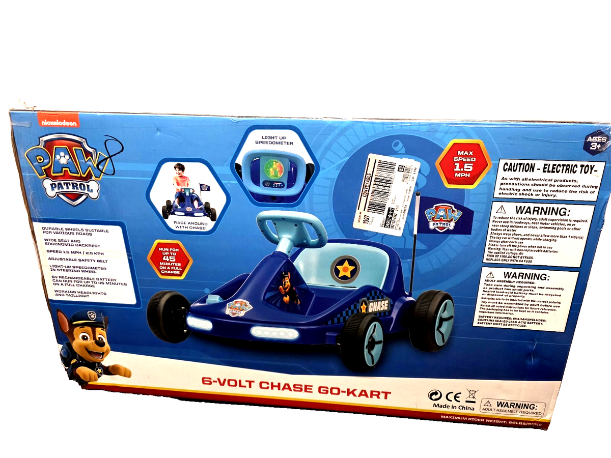 Paw Patrol Chase 6V Electric Go Kart for Kids, Electric Ride-On Toy with 