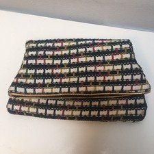 Vintage 60s woven satin evening clutch bag multi color