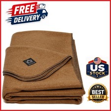 Camel Wool Blanket for Outdoors Camping - Warm Thick Washable Throw Blanket