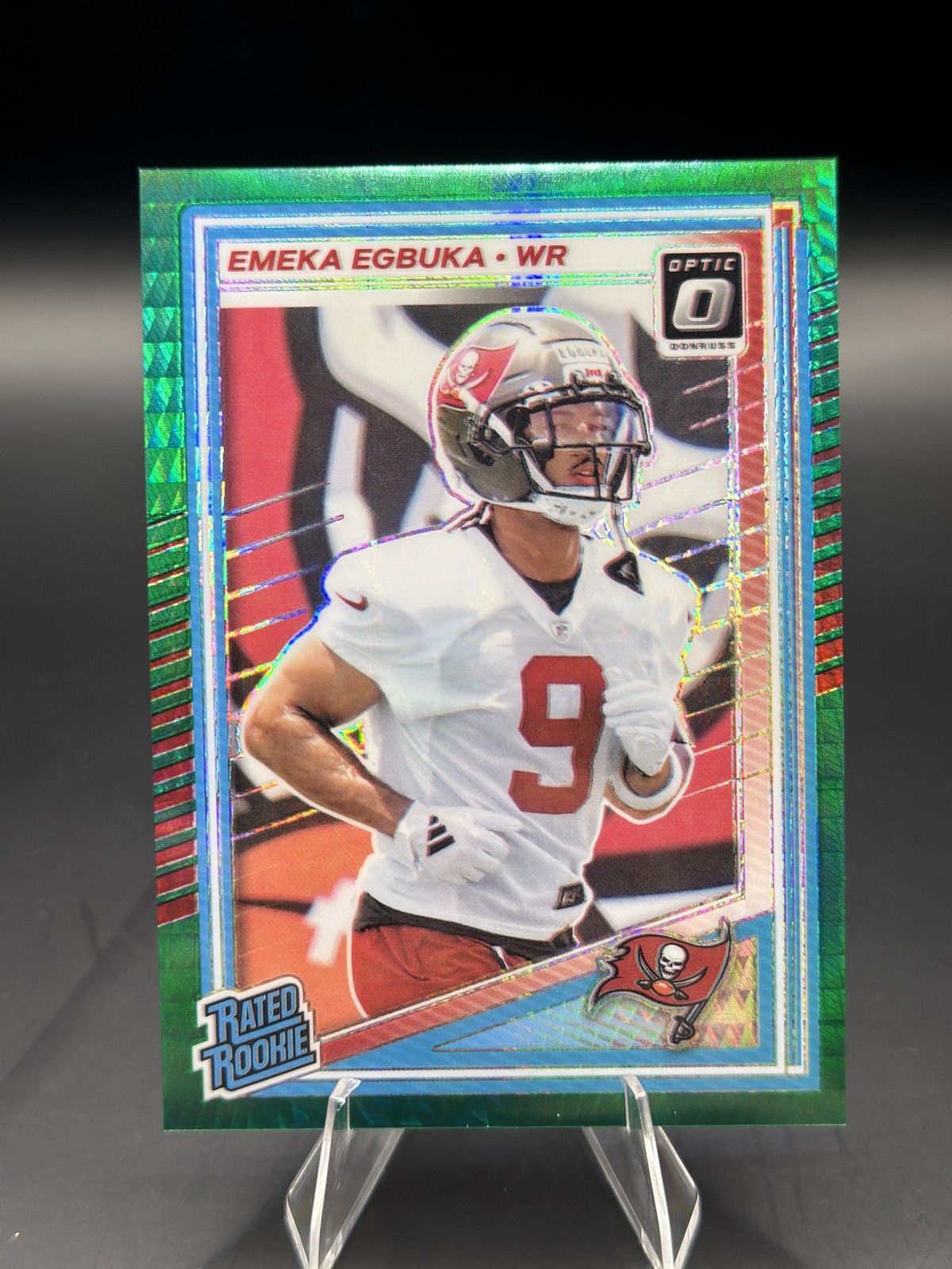 2025 Panini Donruss Optic - Rated Rookie Emeka Egbuka #265 Green Hyper Prizm
