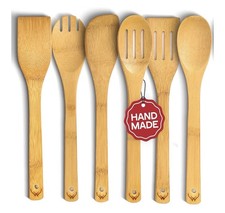 WOODLANDS USA Wooden Spoons for Cooking set of 6 safe for nonstick pans/Durable!