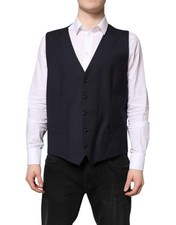Dolce & Gabbana Black Wool Waistcoat Dress Formal Men's Vest Authentic