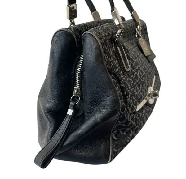 Coach Madison Madeline Black Monogram Canvas Satchel Bag image 4