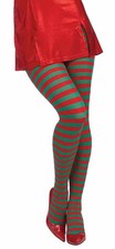 Red Green Striped Tights Elf Christmas Fancy Dress Halloween Costume Accessory
