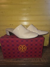 Tory Burch size 9 cream Juliana naplak leather 45 mm mules In Box  Fabulous  
