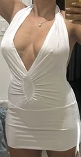 Very Sexy White Top/ Dress S/M Deep Décolletage Body Cone