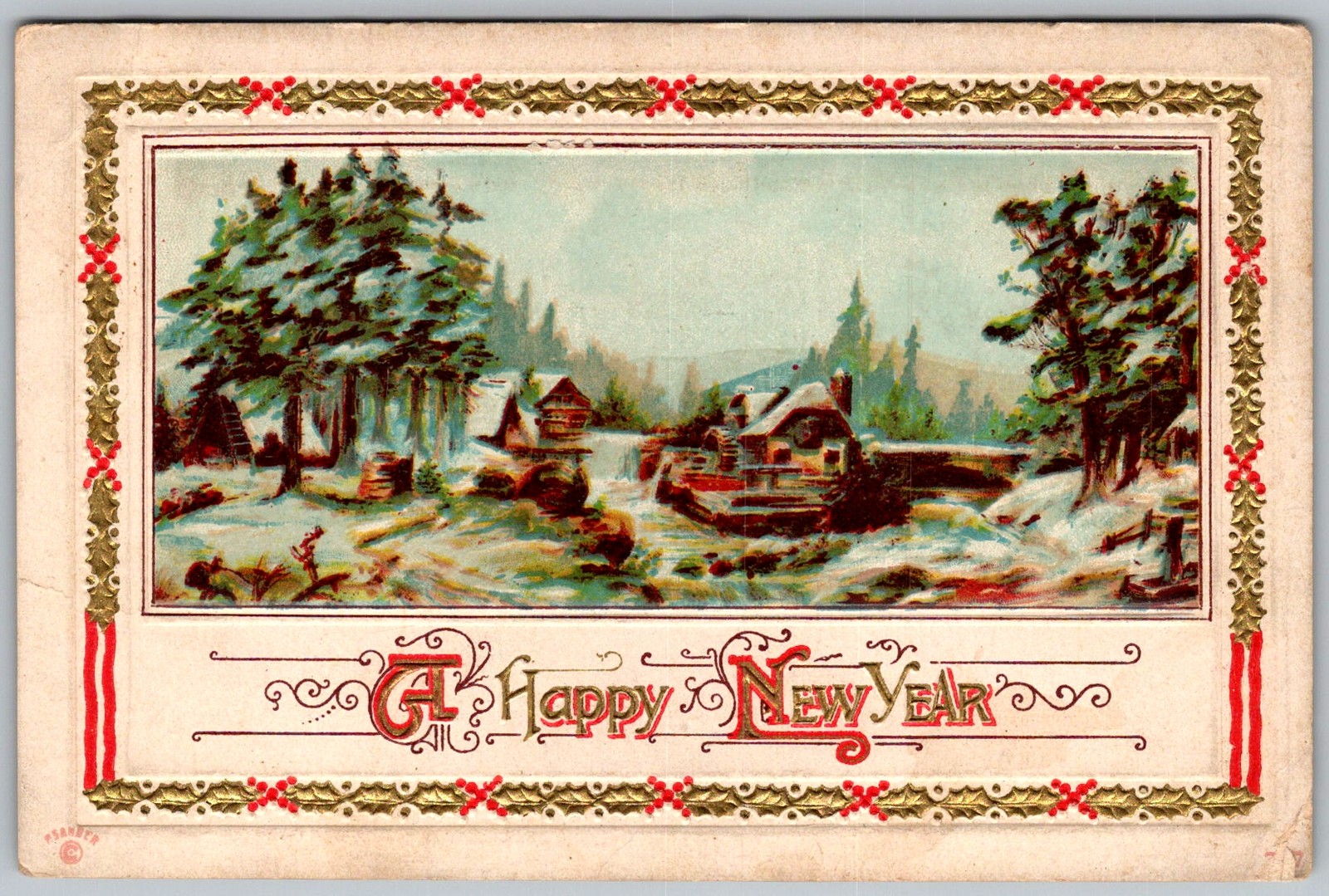 Antique Postcard New Year Greeting 1910s