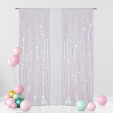 Iridescence Sequin Backdrop Curtains, 2 Panels 2x8FT