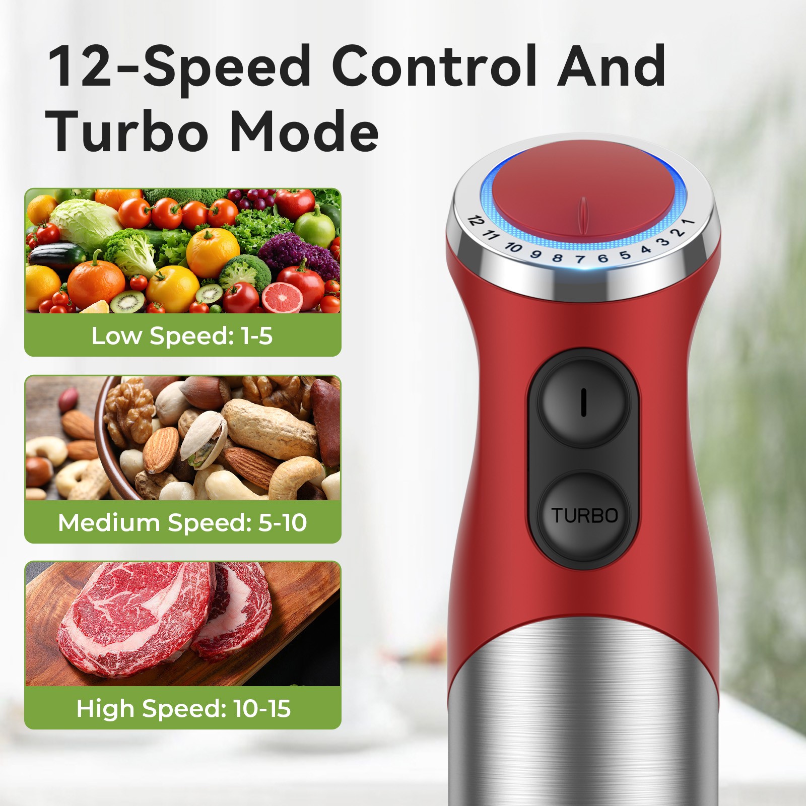 Tenker 5-in-1 Immersion Hand Blender Stainless Steel for Soups, Smoothies, Sauce