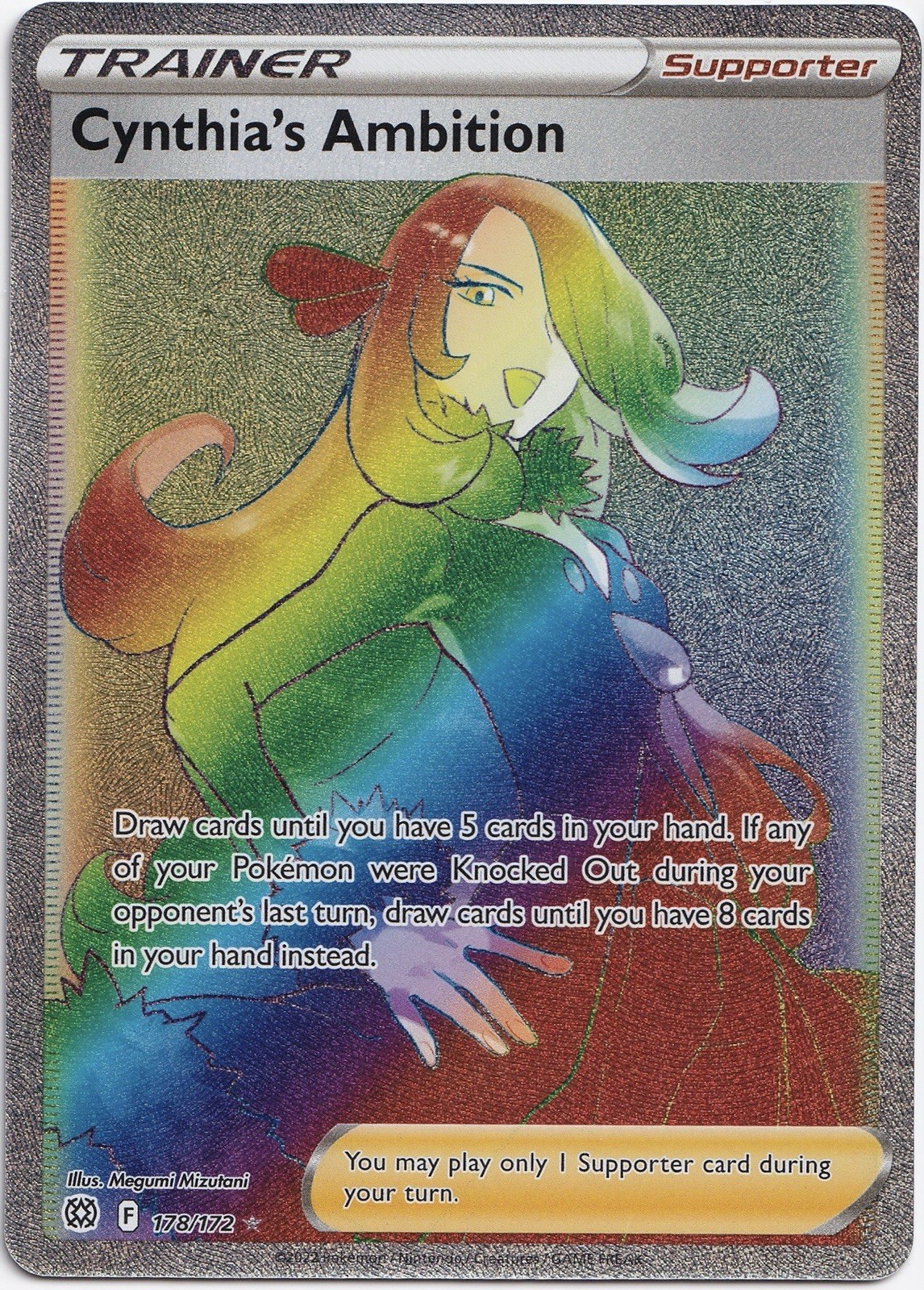 Pokémon Cynthia's Ambition Rainbow Secret Rare Brilliant Stars 178/172 NM EN