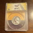 1961 Washington Quarter 25C Proof Silver PF67 ANACS Certified Coin