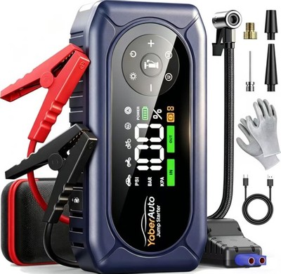 YaberAuto 9-in-1 Car Jump Starter with Air Compressor 4500A 150PSI