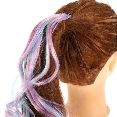 18 Pcs Synthetic Fiber Clip In Hair Extensions Pieces For Party Use