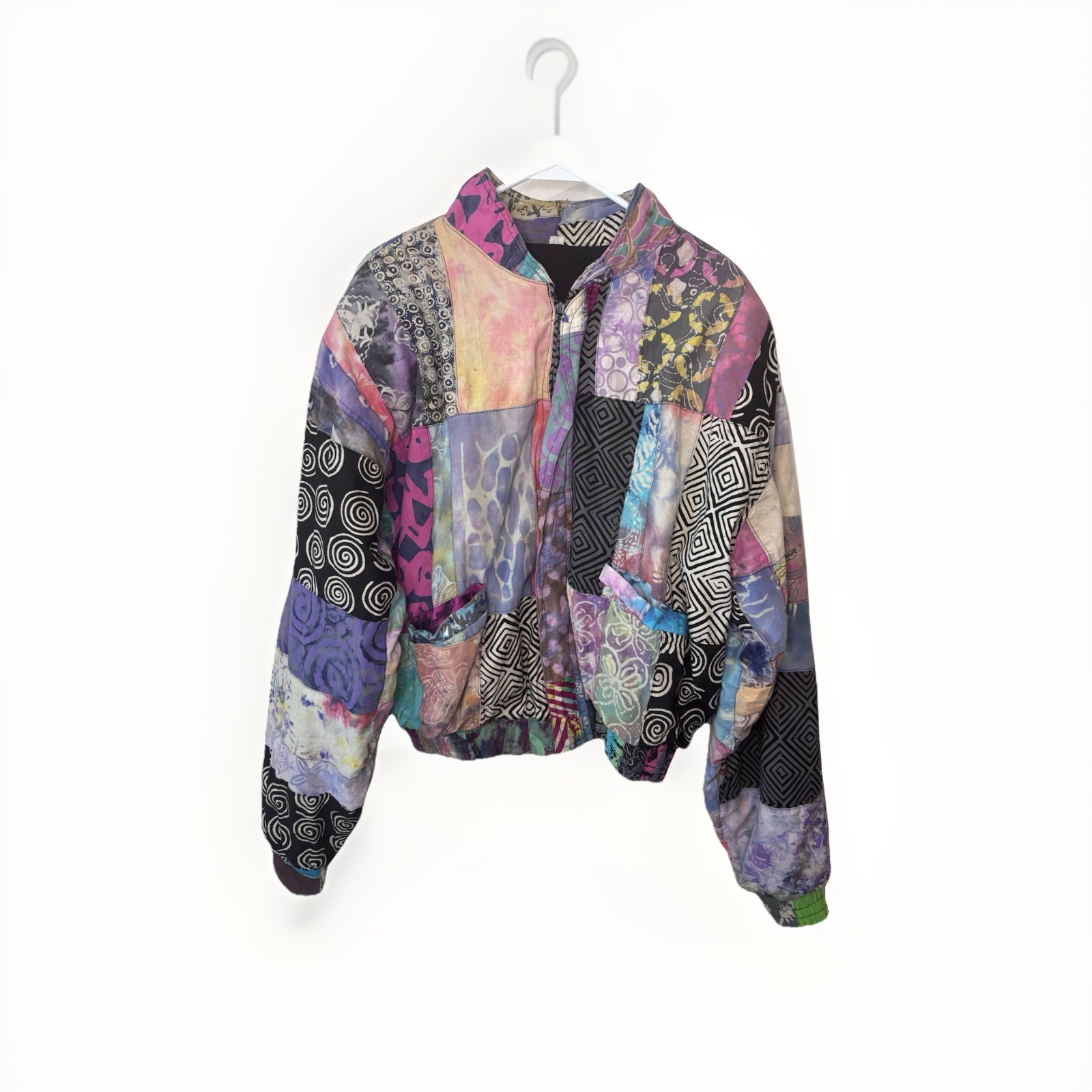 Vintage Patchwork Jacket Medium Mixed Media Boho … - image 1