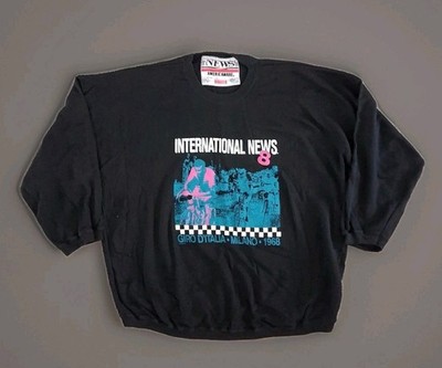 VTG 80s Americaware Sweatshirt International News 8 Giro d'Italia Milano 1968 XL