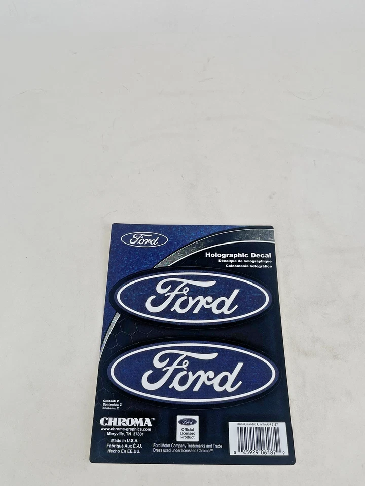 Calcomanía holográfica Ford con licencia auto hogar oficina equipaje paquete de 2 4 pegatinas Foto 2 de 4