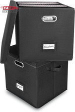 Vinyl Record Storage Box Set of 2 - Album Storage Holds 100 Single Records, Dec