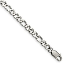 Chisel Stainless Steel Polished 9 Inch Figaro Bracelet With Lobster Clasp