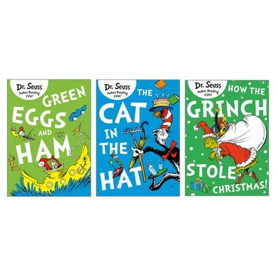 Dr Seuss Collection 3 Books: Cat in the Hat, Green Eggs and Ham, The Grinch NEW