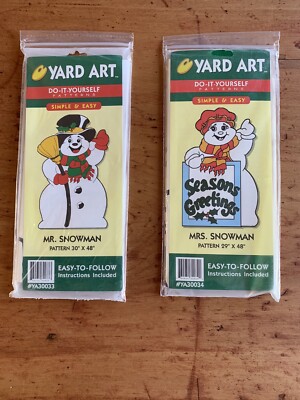 Yard Art Mr and Mrs Snowman 1998 Do it Yourself cut out wood pattern NOS