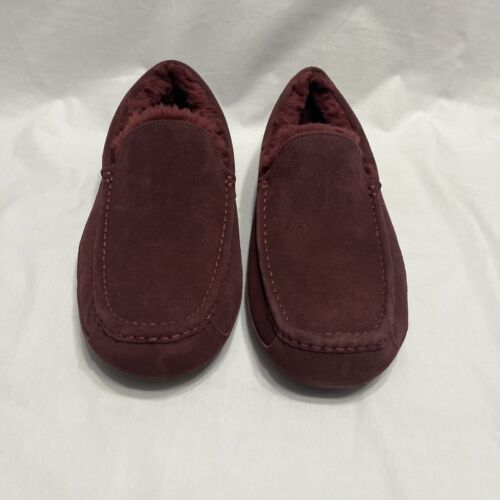 UGG Ascot Ciabatte Uomo in Pelliccia Scamosciata Rosso Marrone Taglia 15 Nuove senza etichette - Foto 2 di 10