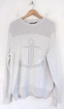 NWT NAUTICA Mens Large Light Gray Anchor Pullover Crew Neck Sweater