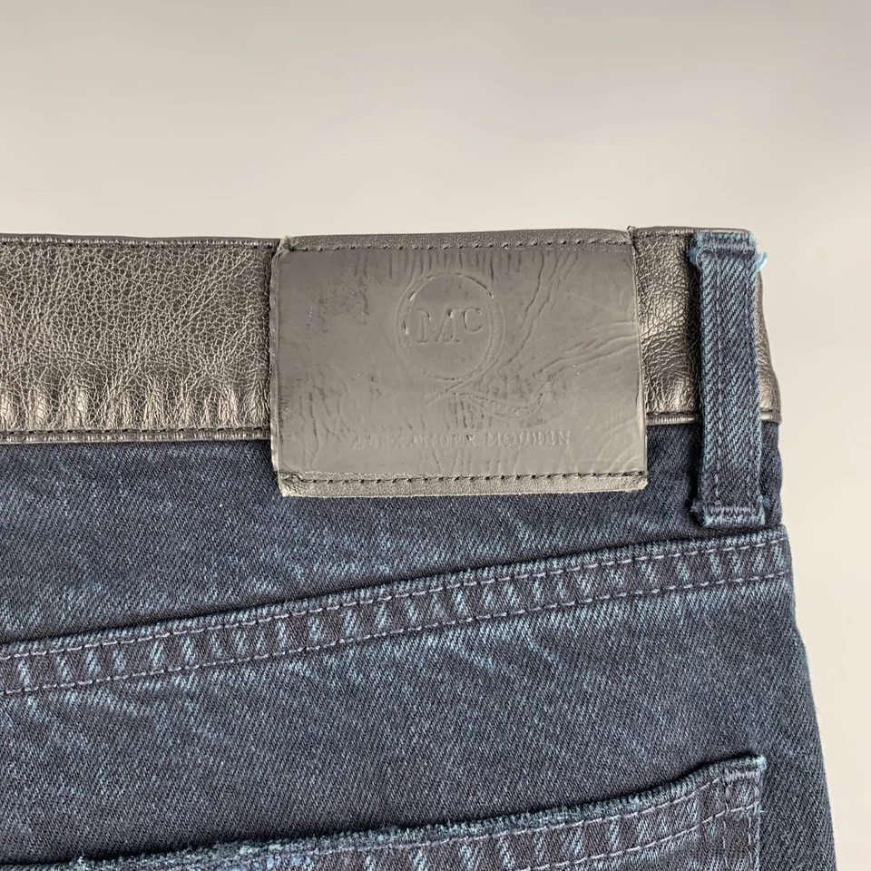 MCQ by ALEXANDER MCQUEEN Size 32 Navy Distressed Cotton Jeans - Image 4 of 4