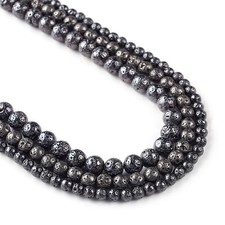 Gun Metal Black Lava Beads 6 8 10mm Wholesale Mala Beads 15" Full Strand 103034