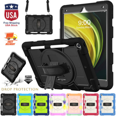 For iPad 10.2'' 9th 8th 7th Gen Case W/ Pencil Holder Rotating Hand Strap & Stand
