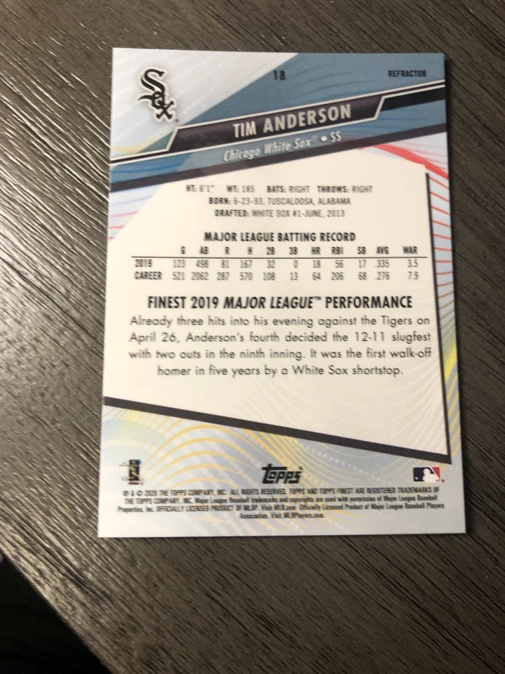 2020 Topps Finest Refractor Tim Anderson #18-Mint - Image 2 of 2