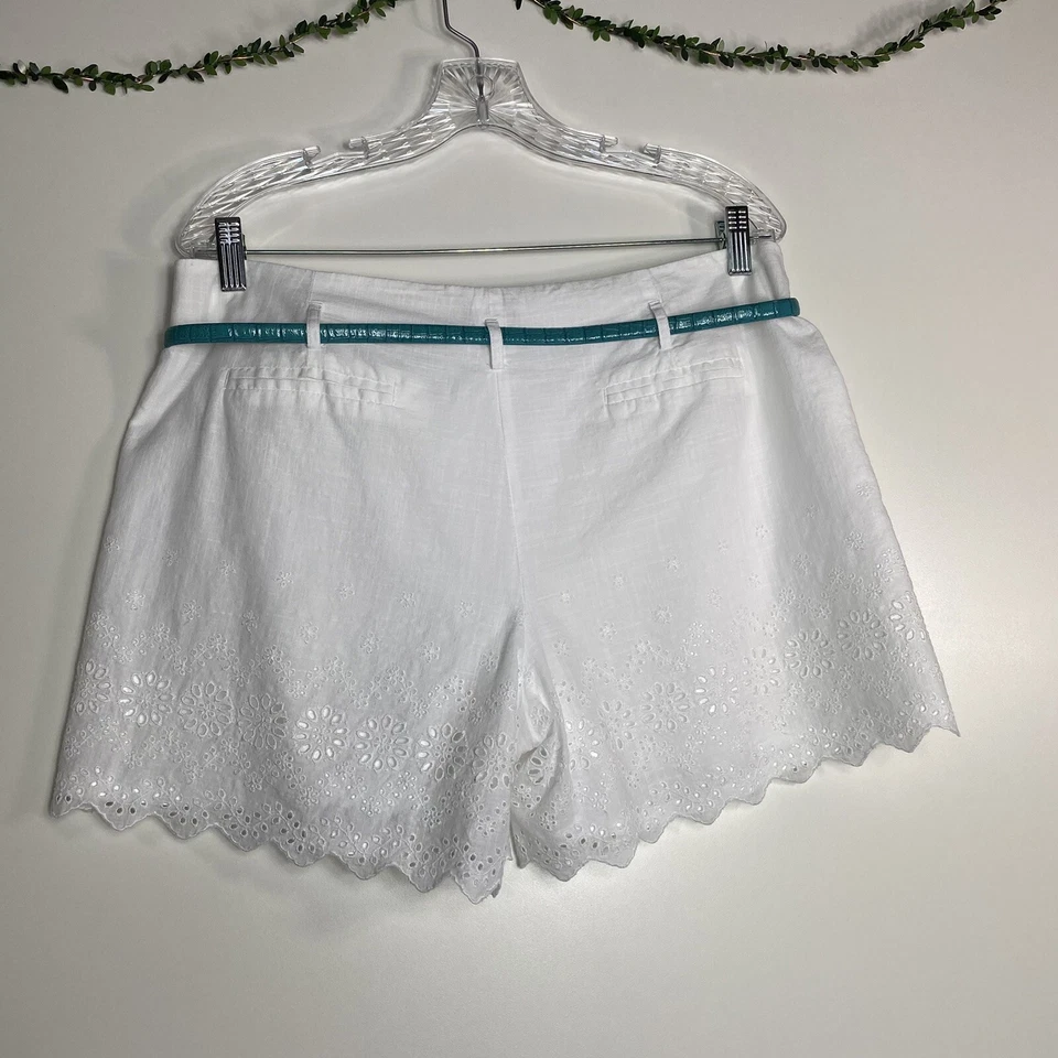 Bermuda feminina cremieux com cinto ilhós branca tamanho 12 - Imagem 2 de 4