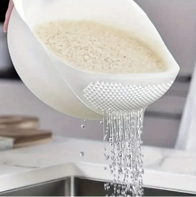 White 2 IN 1 Rice Washing Strainer Bowl Basket,Colanders/Vegetables,Fruits,Beans