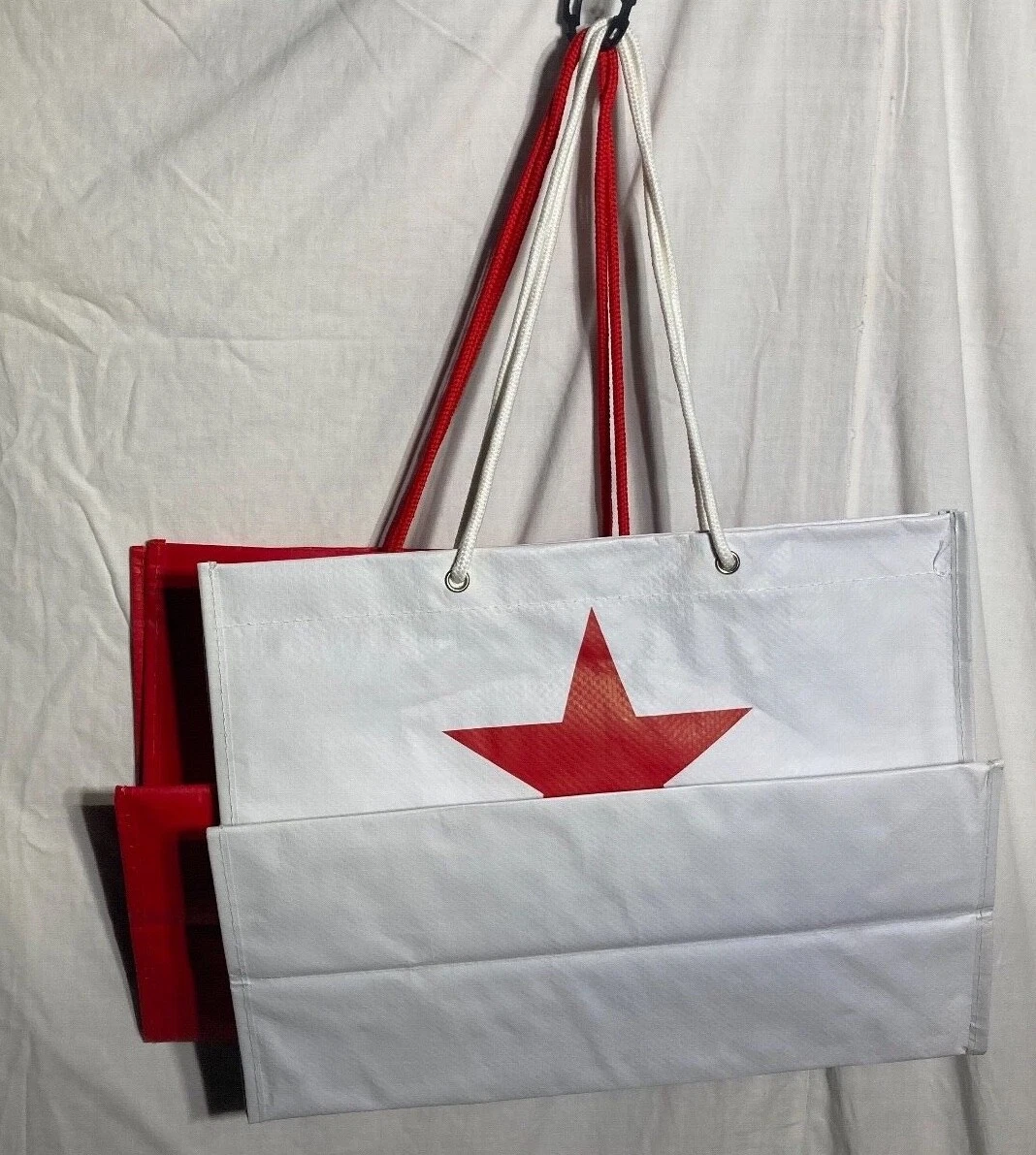 Macy s Reusable Shopping Tote Carry Bag 046 Red White 1 pc