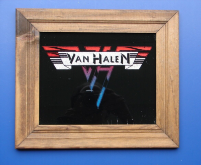 1982 Carnival Prize Mirror Fair Wood Framed Glass Foil Van Halen