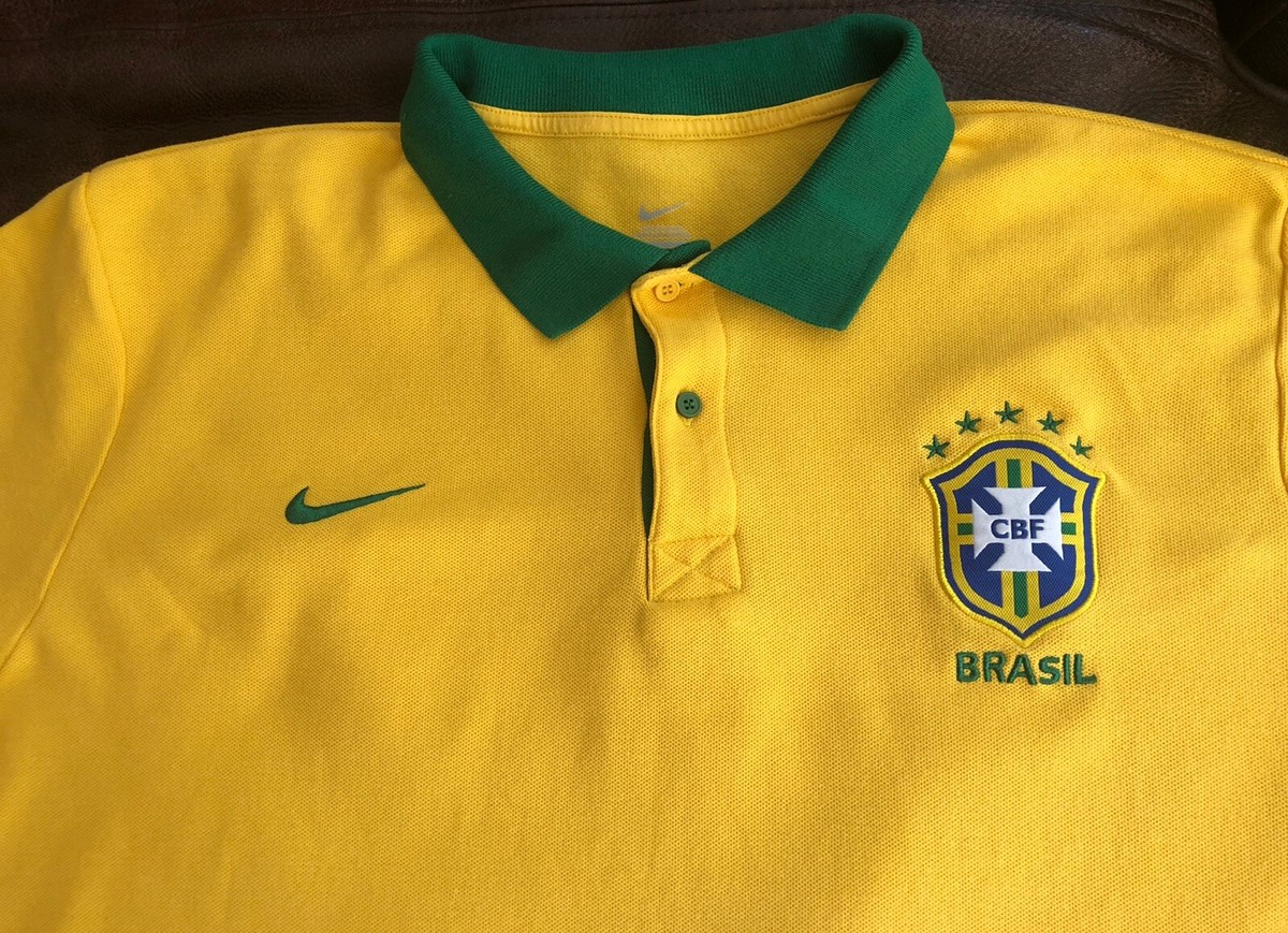 Vintage BRAZIL BRASIL NATIONAL TEAM Polo Football Soccer