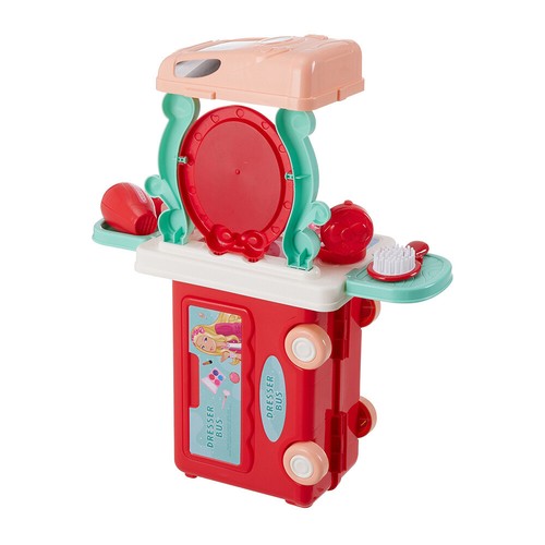 Girls Pretend Play Game 3 in 1 Princess Bus Suitcase Dressing Table Mirror Tool - Picture 6 of 11