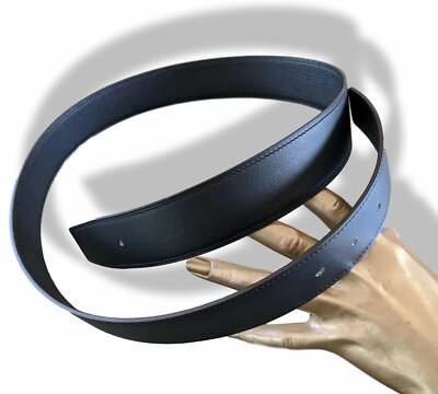 Hermes [117] Noir/Noir Chamonix & Togo Leather Revers. Belt Strap