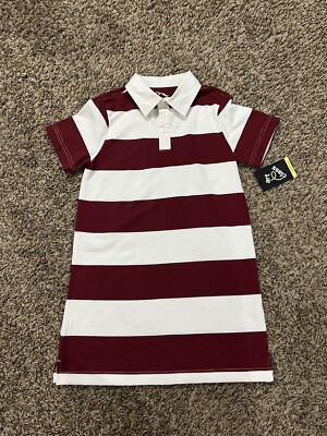 Art Class Girls Rugby Striped Polo Dress Burgundy Red White - Medium | eBay