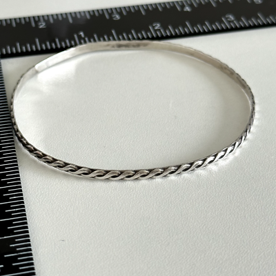 アクセサリー Vintage Silver Twist Bar Bangle 925 Vintage 925 Sterling Silver Interlocking Twist Design Stack